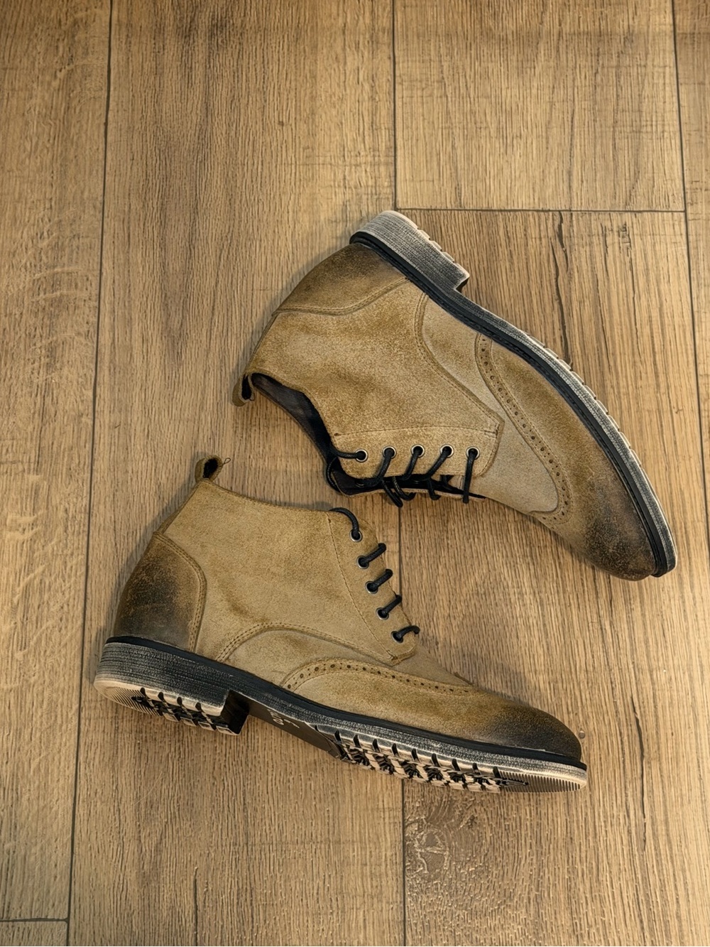 Calto Men's Invisible Height Increasing Elevator Shoes Dress Shoes Ankle Boot